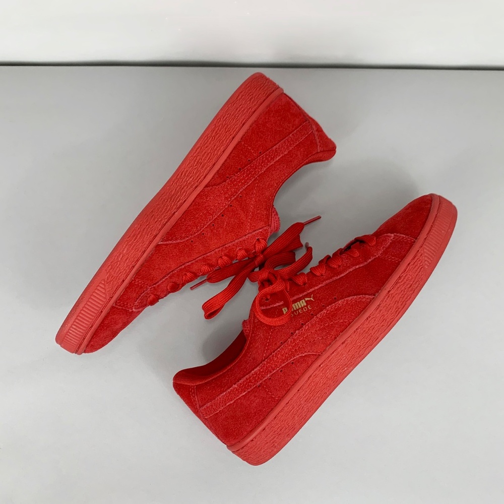 PUMA Red Classic Suede Junior Lace-Up Sneakers 6.5C